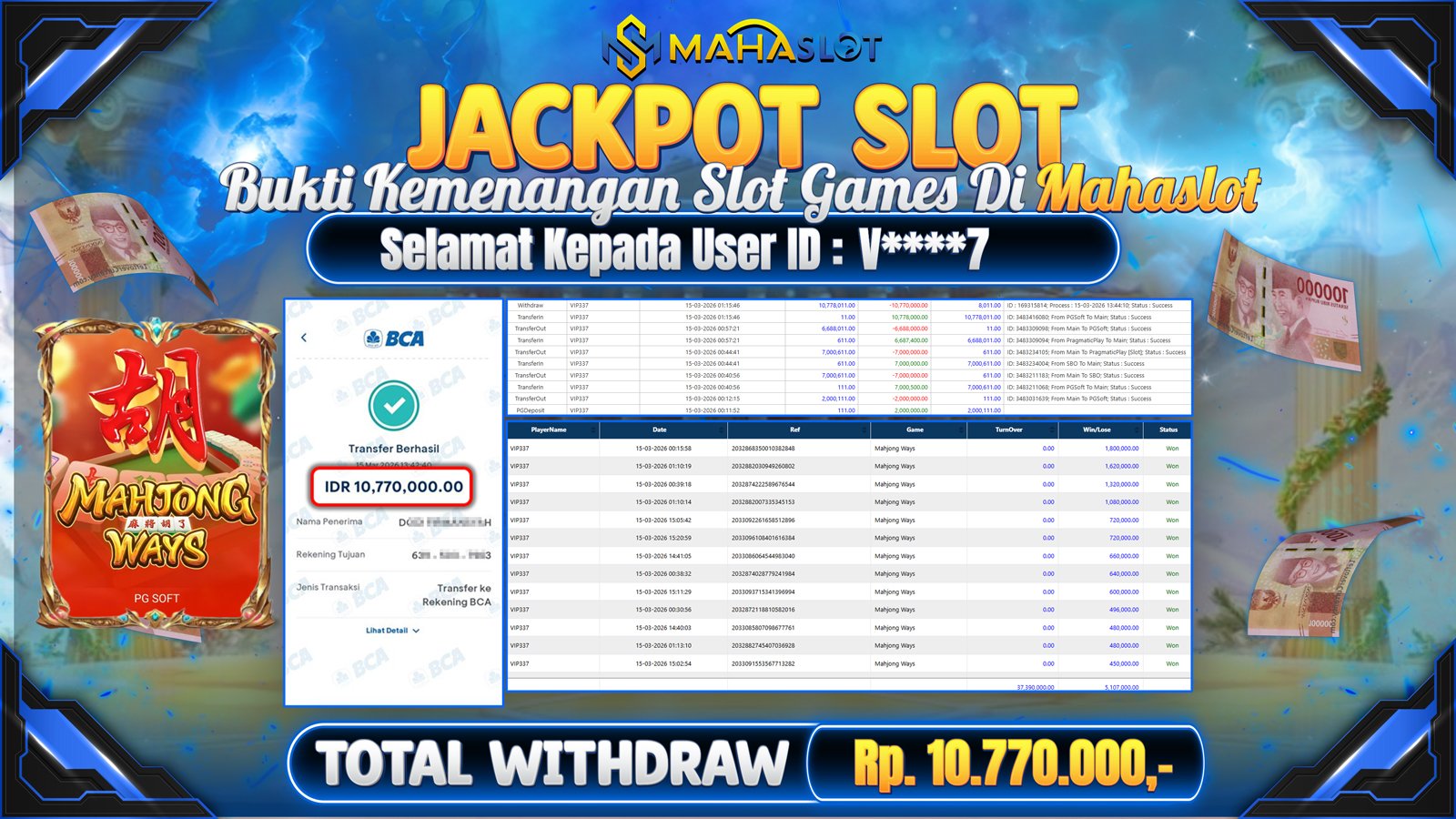 MAHASLOT JACKPOT SLOT GAME MAHJONG WAYS Rp. Rp.10.770.000,- LUNAS